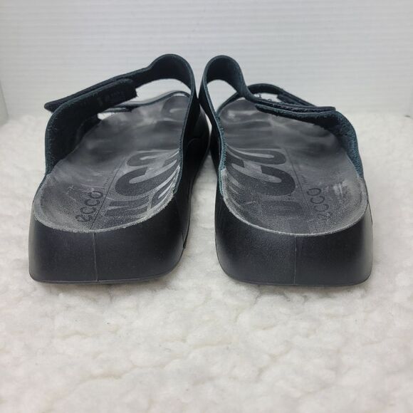 Ecco 2nd Cozmo Sandals Men\'s Size 13 Black Leather Double Strap Comfort Slide main image 7